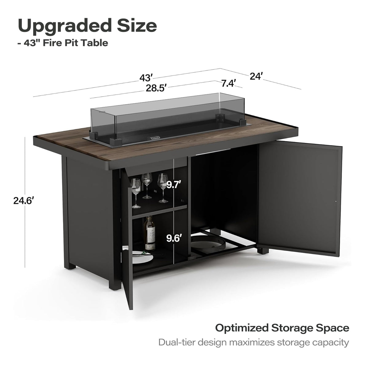 LAUSAINT HOME 9 Pieces Outdoor Patio Furniture Set with 43" Propane Gas Fire Pit Table, Outdoor Sectional Sofa PE Rattan Wicker Patio Conversation Sets with Thick Cushions(Beige LAUSAINT HOME