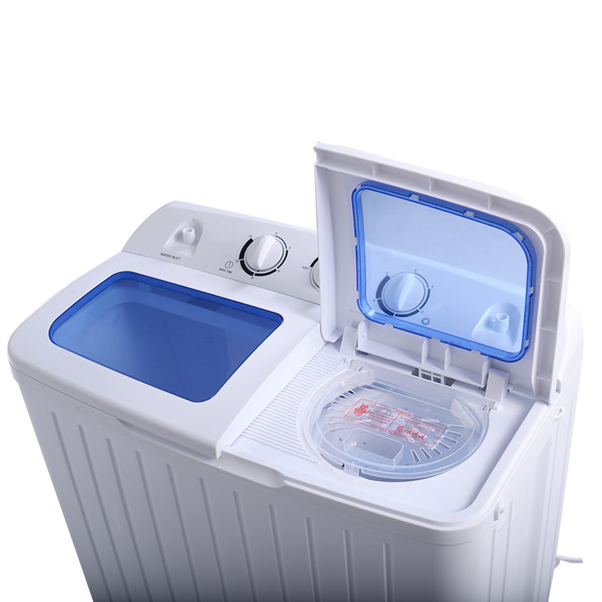 Giantex Portable Mini Compact Twin Tub Washing Machine 20lbs Washer Spain Spinner Portable Washing Machine, Blue+ White Giantex