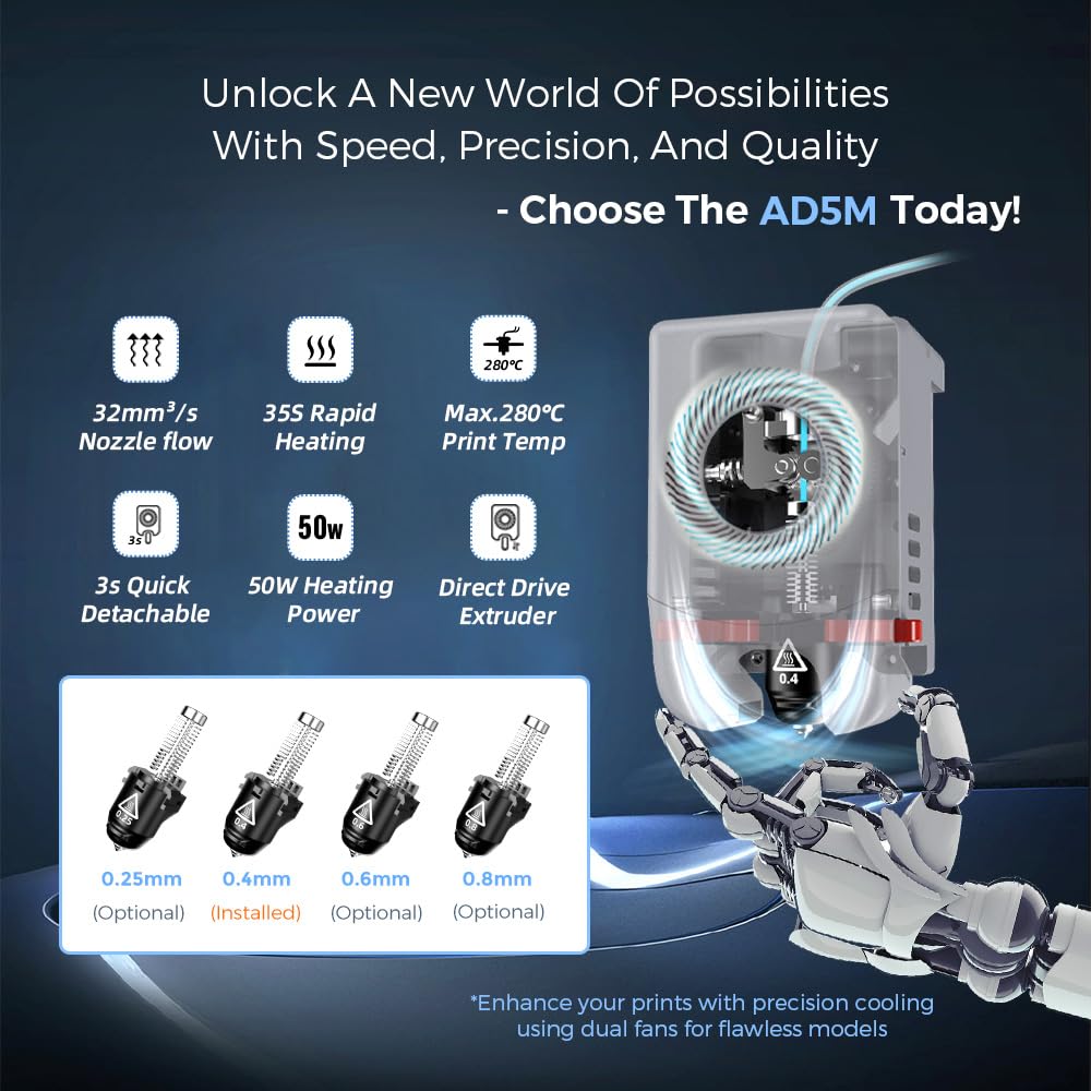 FLASHFORGE Adventurer 5M 3D Printer, 600mm/s Max High-Speed 3D Printers with Auto Leveling, Core XY Structure, Vibration Compensation and Out-of-The-Box, Large Printing Size 220 * 220 * 220mm FLASHFORGE