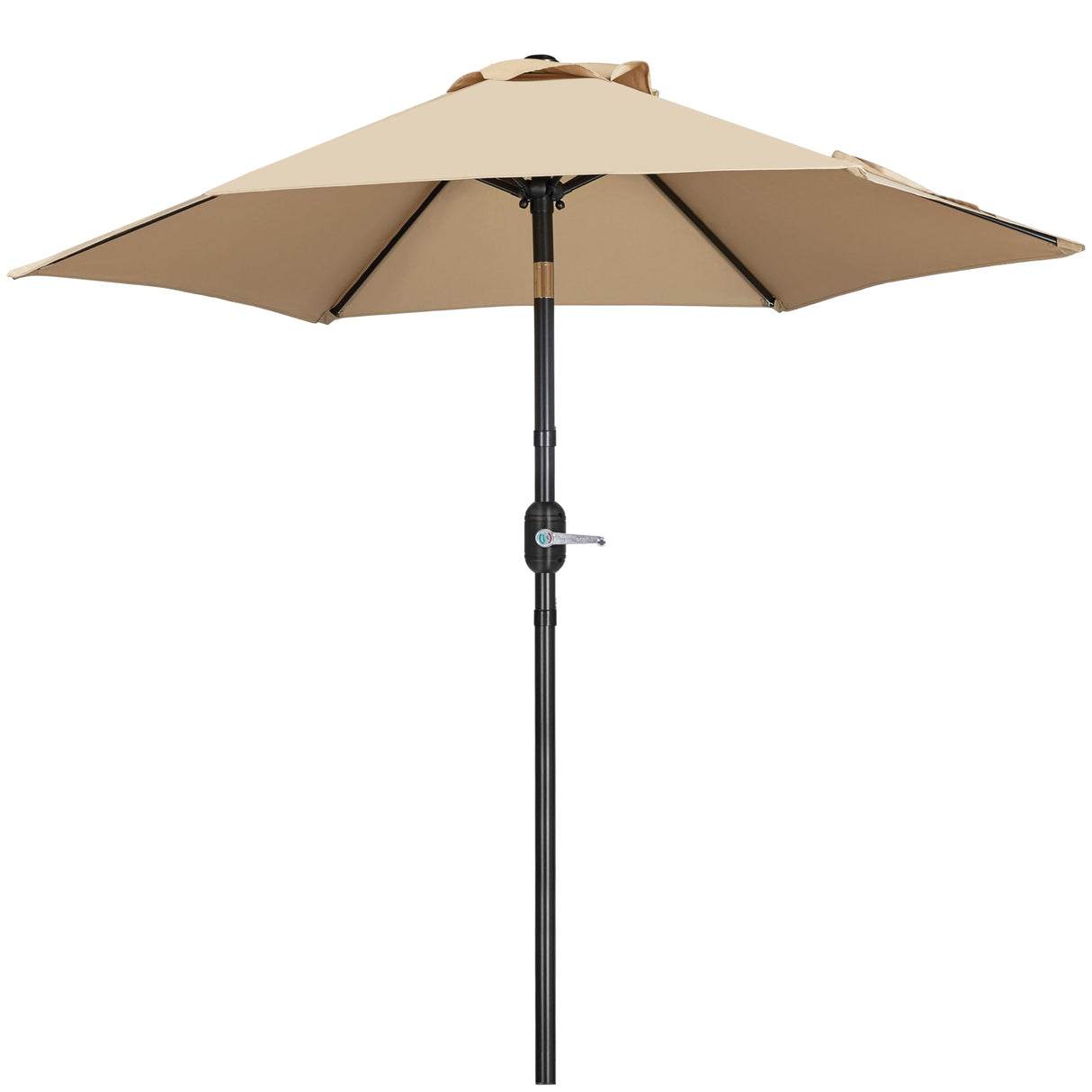 Yaheetech Outdoor Patio Umbrella, 7.5ft Table Market Umbrella with Push Button Tilt and Crank & Sturdy Ribs UV Protection for Garden, Deck, Backyard, Pool, Tan Yaheetech