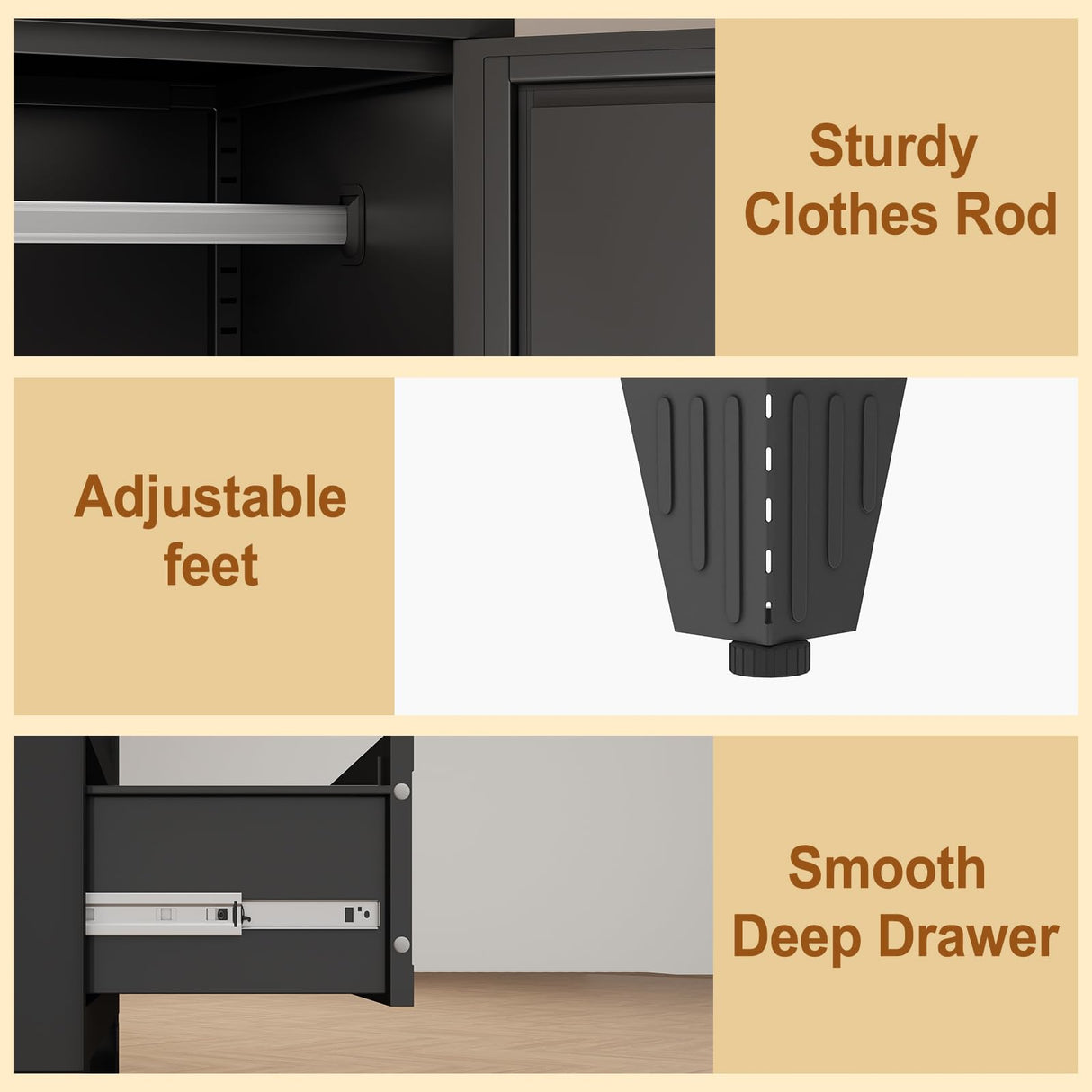 baoliwo Metal Armoire Wardrobe Closet Storage Cabinet with Mirror, 71'' Wardrobe Cabinet with Hanging Rod Metal Closet with Adjustable Shelf and Drawer for Bedroom, Laundry Room, Cloak Room baoliwo