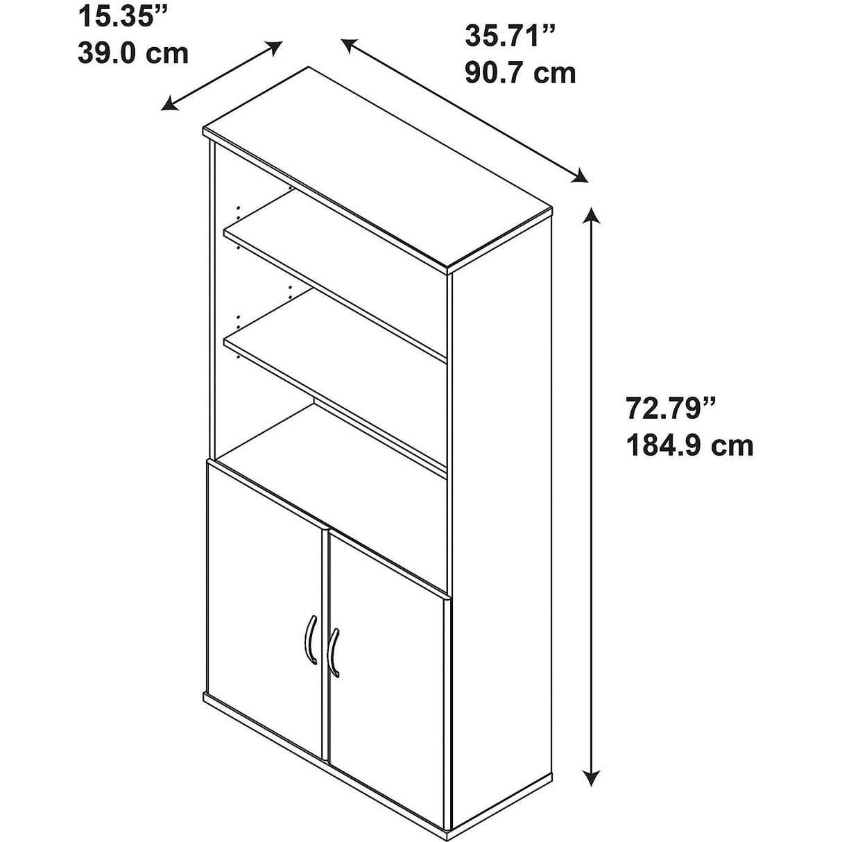 Bush Business Furniture Series C Elite 36W 5 Shelf Bookcase with Doors in Hansen Cherry Bush Business Furniture