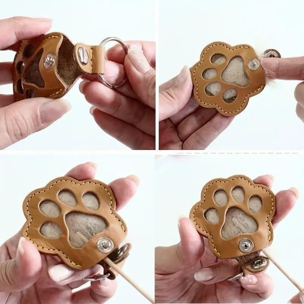 hzzsbu 3 Pcs Pet Hair Storage Keychain, Cat Paw Shaped Keychain, Pet Memorial Gift Keyring, Handmade Key Holder for Collecting Cat and Dog Hair hzzsbu