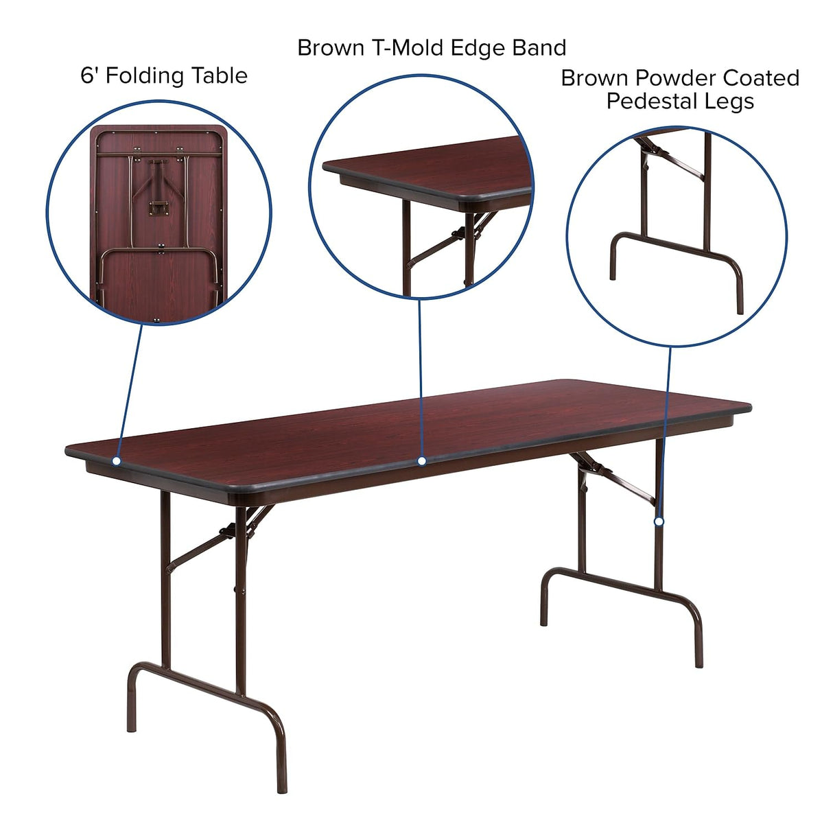 Flash Furniture Frankie 6-Foot Mahogany Melamine Laminate Folding Banquet Table Flash Furniture