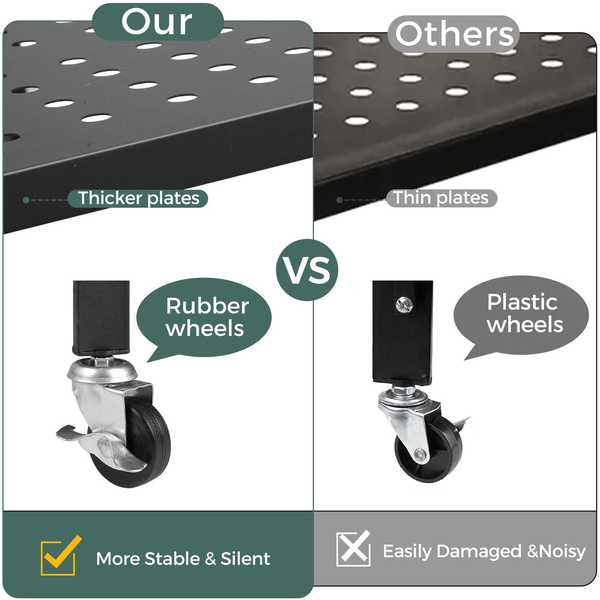 DEANIC 5 Tier Foldable Storage Shelves with Wheels, Large Capacity Shelving Unit, Freestanding Metal Wire Shelf Rack, No Assembly Organizer Rack for Garage Kitchen, Basement, Pantry(Black) DEANIC