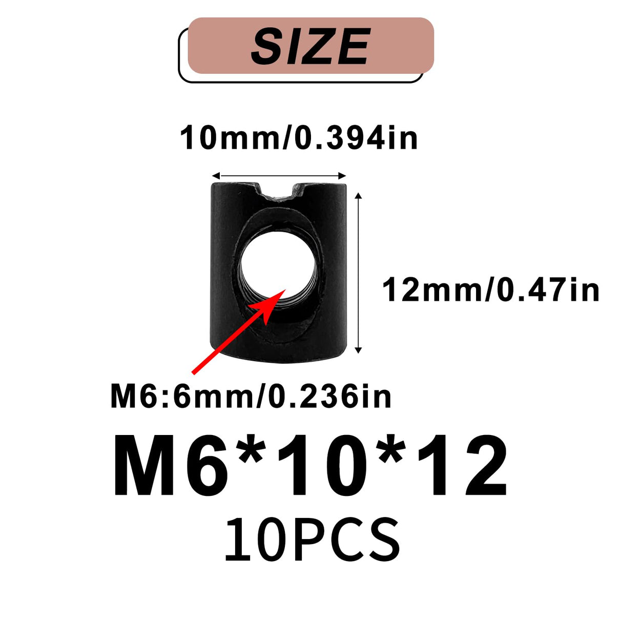 10 PCS Metric Black M6 Barrel Nuts Cross Dowels Slotted Nuts Baby Bed Crib Screws Hardware Replacement Kit for Bunk Bed Beds Headboards Chairs Furniture M6x10mmx12mm SUUJI