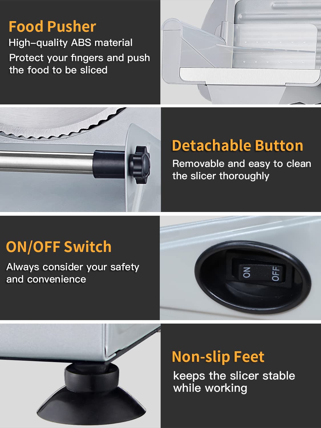 Meat Slicer, 200W Electric Food Slicer with 2 Removable 7.5" Stainless Steel Blades and Stainless Steel Tray, Child Lock Protection, Adjustable Thickness, Food Slicer Machine for Meat Cheese Bread Borlebbi