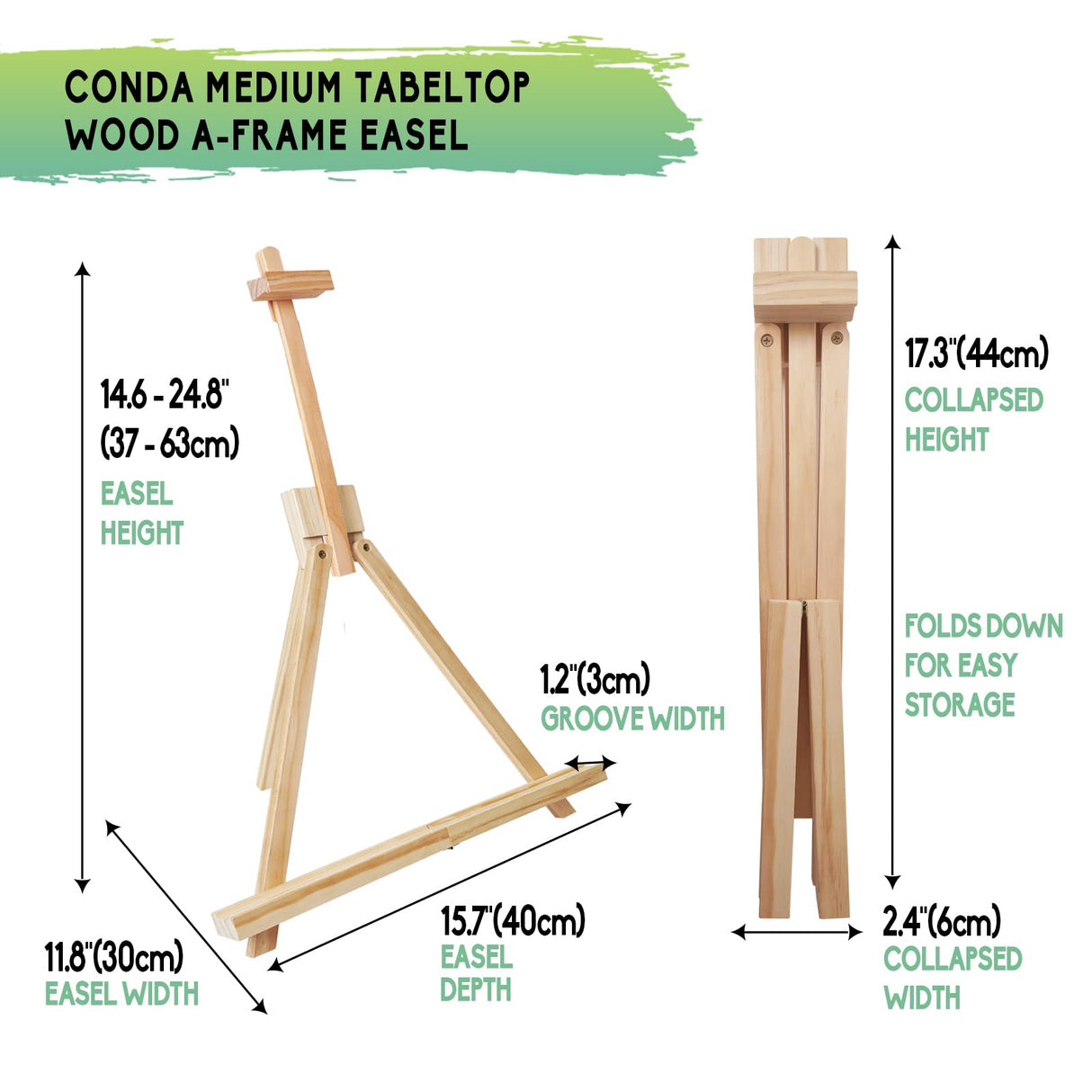 Conda 25" Folding Wooden Tabletop Easel, A-Frame Artist Desktop Painting Easel Stand, Holds Up to 23" Canvas, Portable Canvas Photo Picture Sign Holder conda