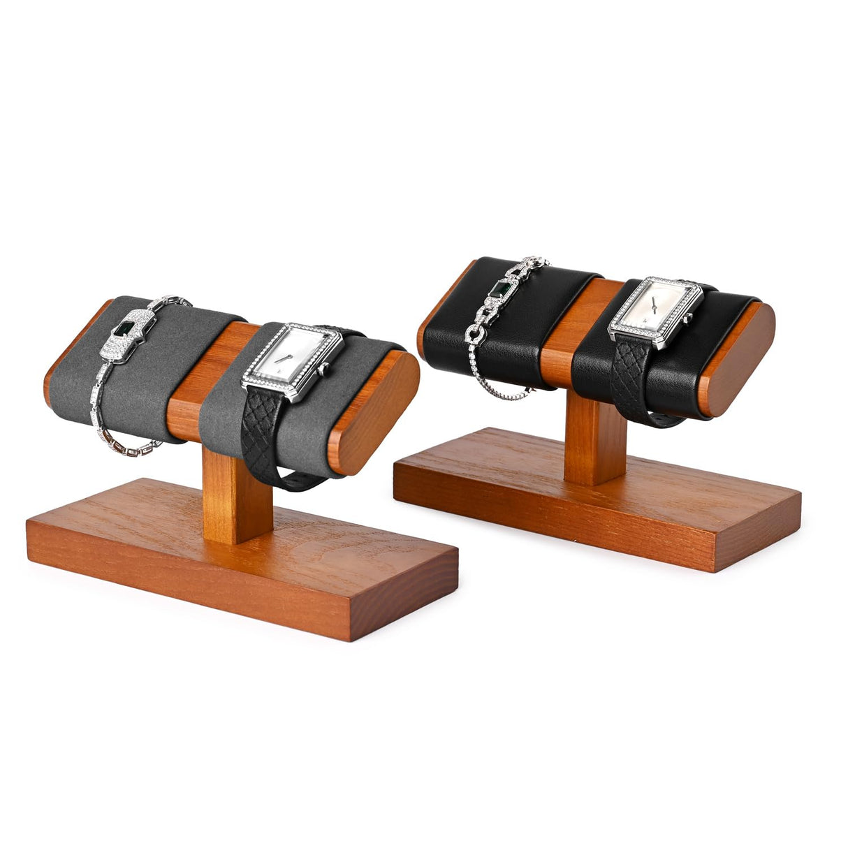 Oirlv Solid Wood Double Watch Display Stand Watch Bracelet Organizer(Black) Oirlv