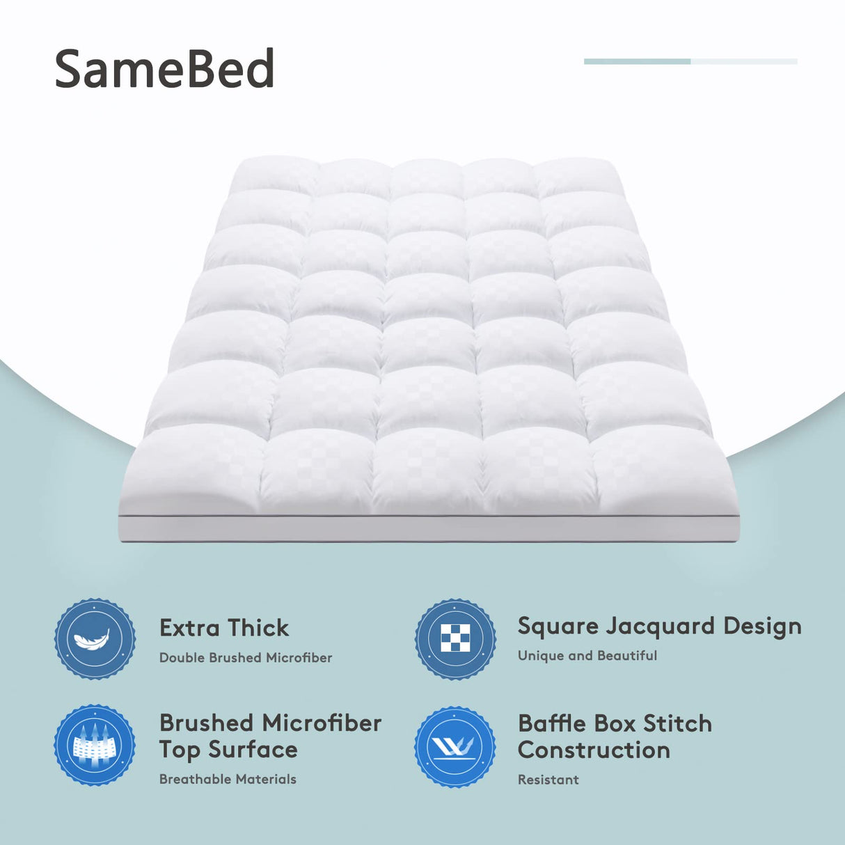 SameBed Mattress Topper King,Extra Thick Mattress Pad Cover for Back Pain,Cooling Mattress Protector with 8-21 Inch Deep Pocket,Overfilled Down Alternative Filling SameBed