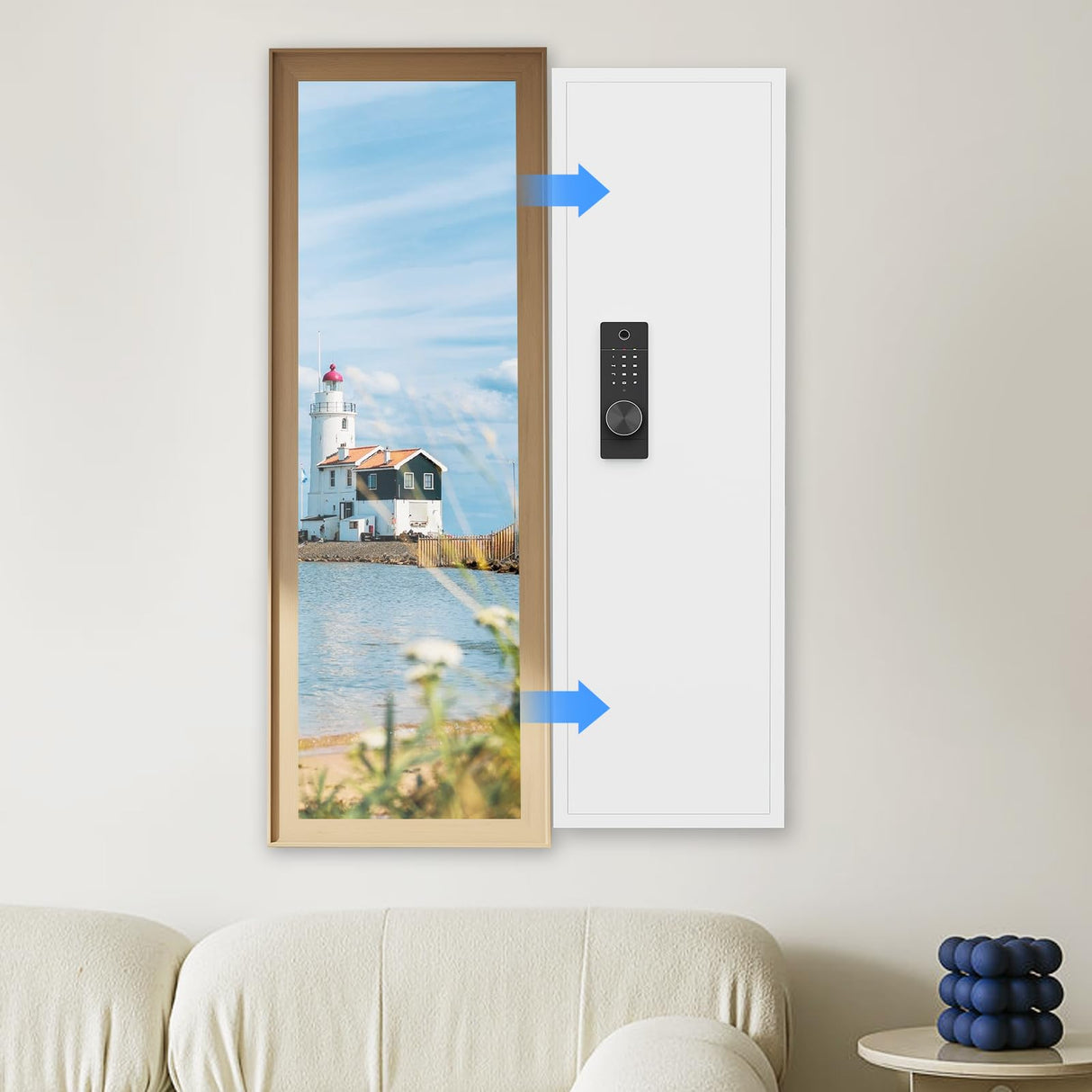 2024 NEW 53.15” Wall Gun Safe, Fingerprint Wall Safe Between the Studs with Dual Alarm & Mute Mode, Hidden Wall Gun Safe for Rifles and Pistols with Adjustable Shelves, Magnetic Gun Support & Key Hook silkight