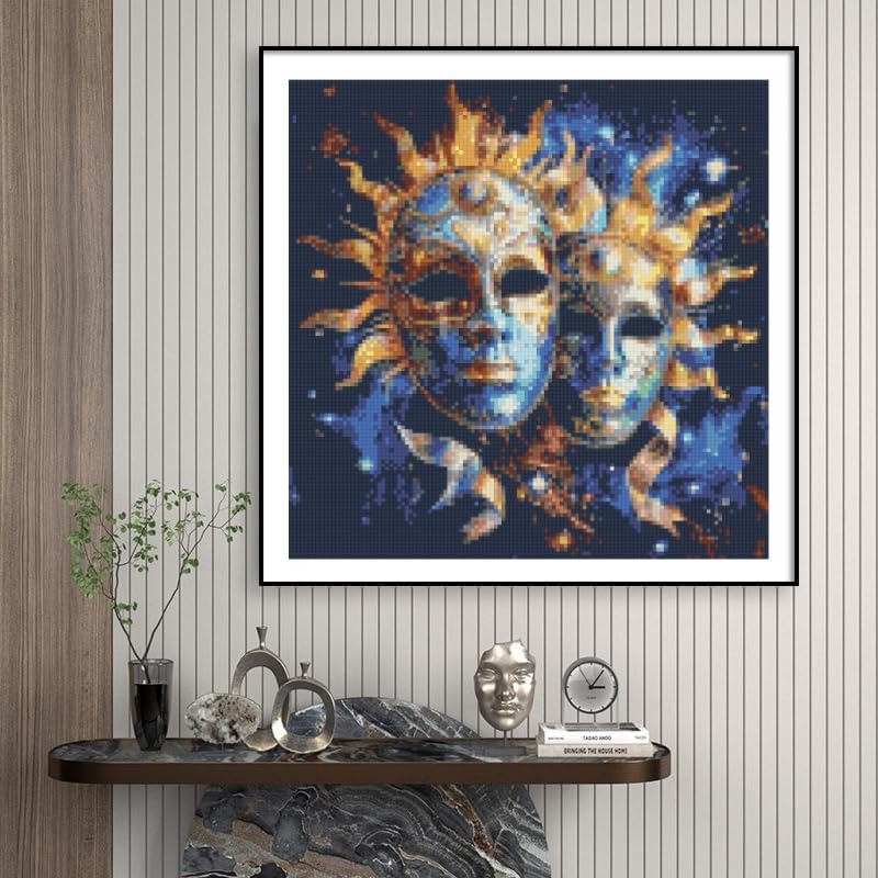 Zodiac Sign of Gemini with Masks DIY 5D Diamond Paint Kits for Adults Easy for Beginner Round Full Drill Diamond Art Painting Gems Cross Stitch Mosaic Craft for Home Decor 14x14inch(3) Generic