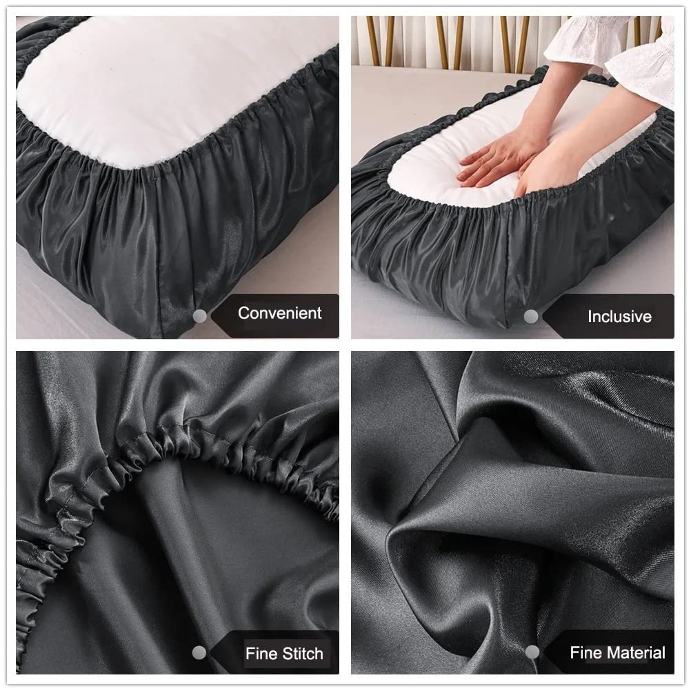 2 Packs Silk Satin Pillowcases for Hair and Skin. Decorative Luxurious Travel Elastic Band Satin Pillowcase. No Zipper, Folded Soft Blank Pillow Covers. Perfect for Travel and DIY Sublimation - Grey TornadoZ