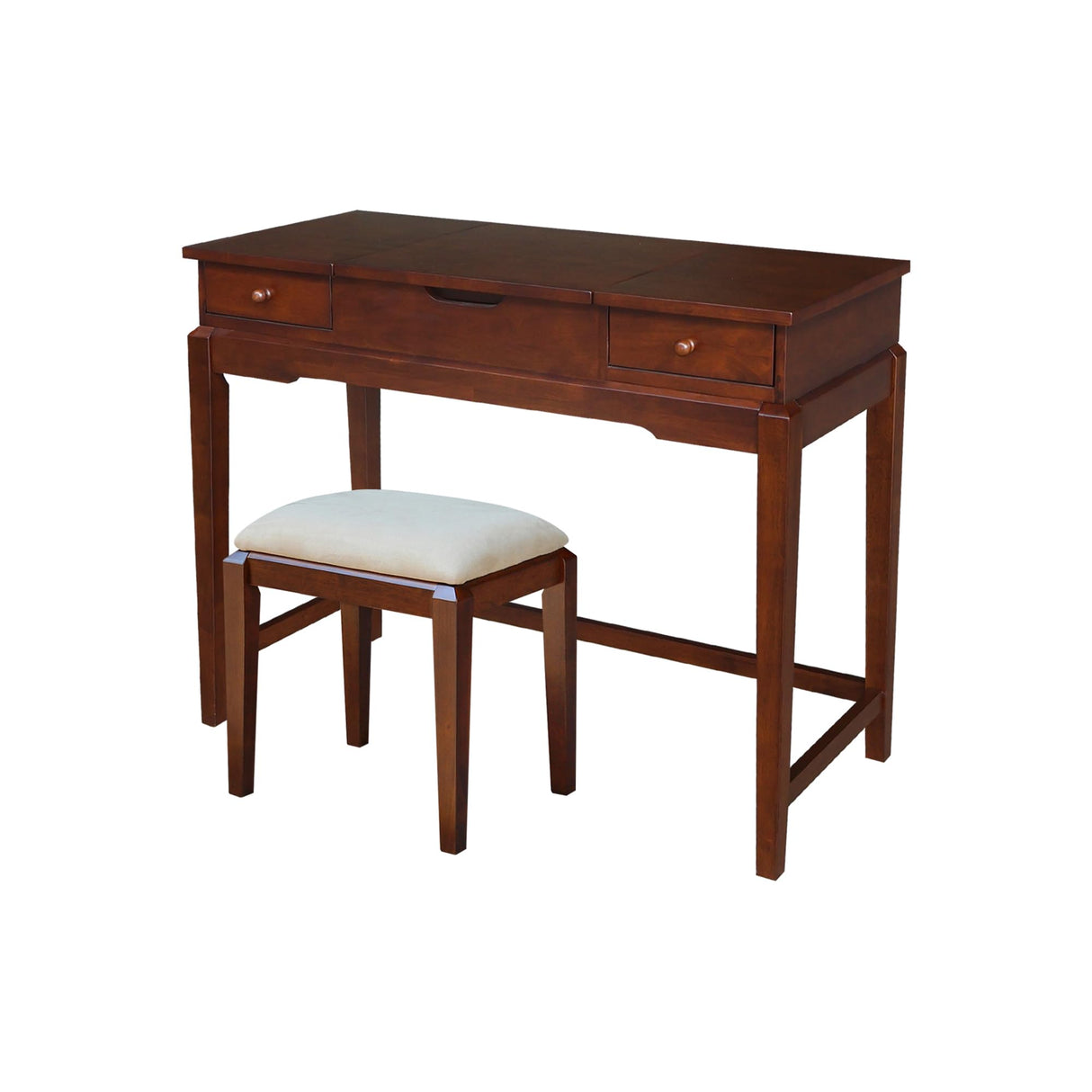 International Concepts Vanity Table with Vanity Bench Esspresso IC International Concepts