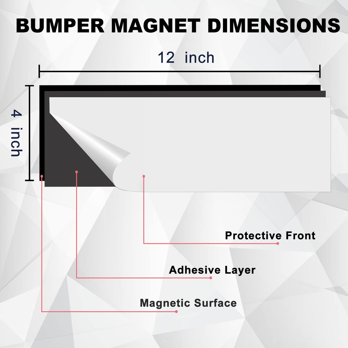 10 Pack 12" X 4" Bumper Sticker Magnets with Self Adhesive Flexible Magnetic Bumper Stickers, Turn Any Decal Into a Strong Magnet, Easy to Cut HYHOSHI