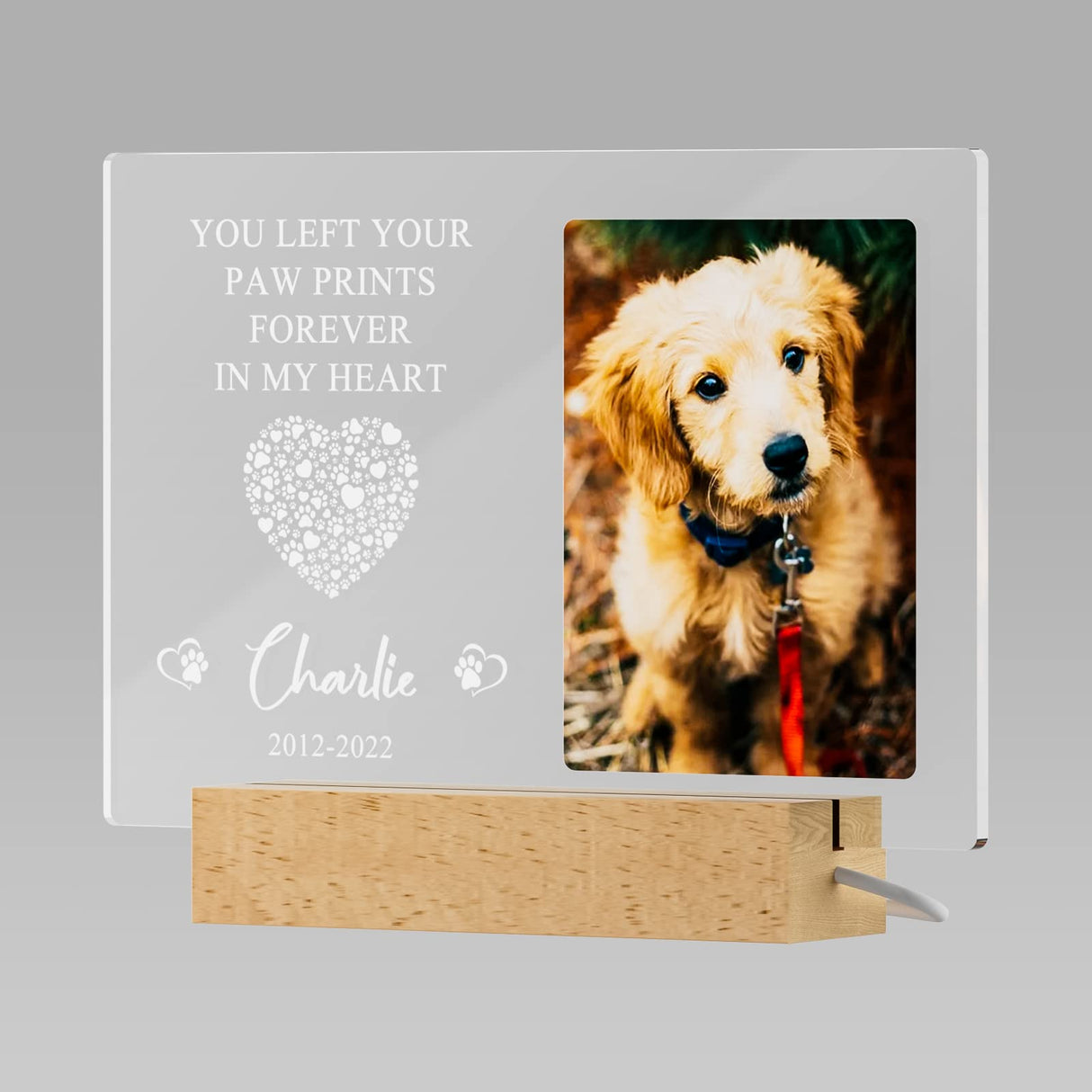Bemaystar Personalized Pet Memorial Gifts Dog Memorial Gifts for Loss of Dog Pet Loss Gifts in Memory of Dog Night Lights Custom Dog Memorial Plaque Cat Memorial Photo Frame Pet Sympathy Gifts Bemaystar