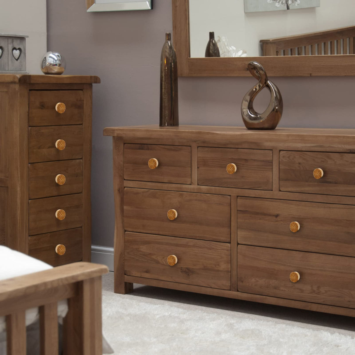 Junwapy 12 Pack Boho Rattan Dresser Knobs Durable Handmade Wooden Drawer Knobs Handmade Wicker Weave Pulls for Cabinets, Furniture Junwapy