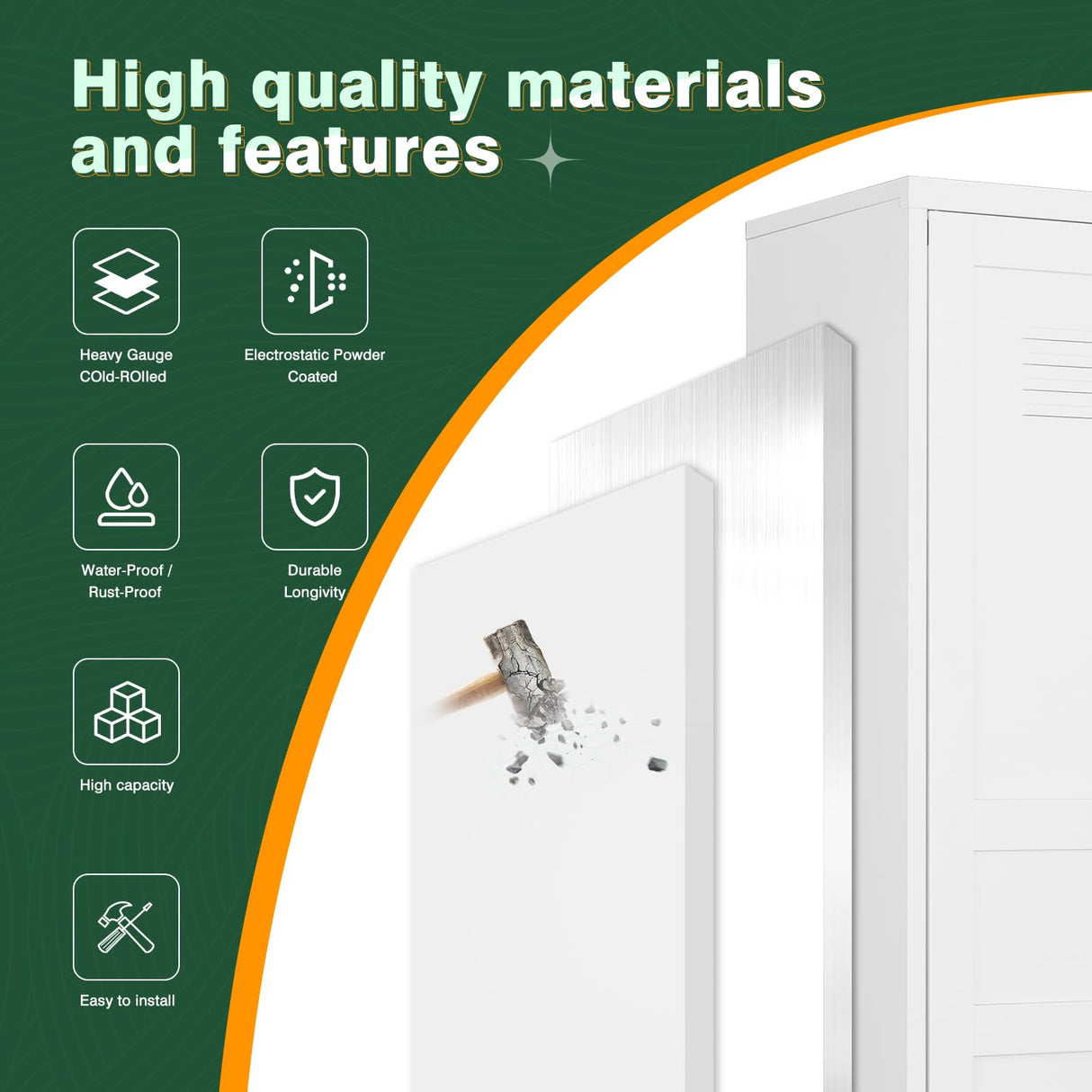 Letaya White Storage Cabinet with Feets-Metal Home Kitchen Pantry Cabinets with Doors and Adjustable Shelves,Organization Locker for Cupboard/Bedroom/Dining/Living/Bathroom/Office/Garage Room (White) Letaya