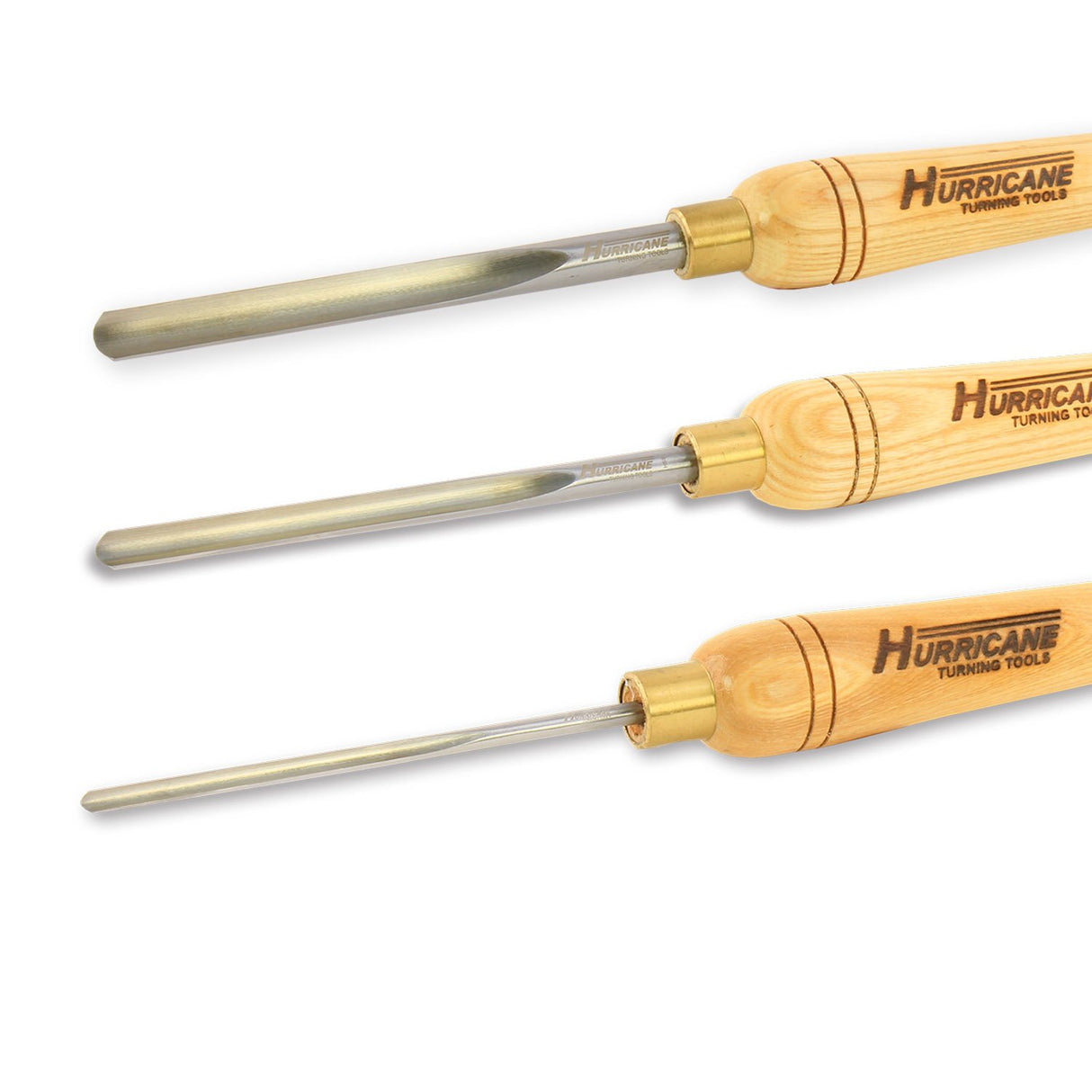 Hurricane Turning Tools, HSS, 3 Piece Spindle Gouge Set (1/4", 3/8" and 1/2" Flute), Standard Series Woodturning Tools Hurricane Turning Tools