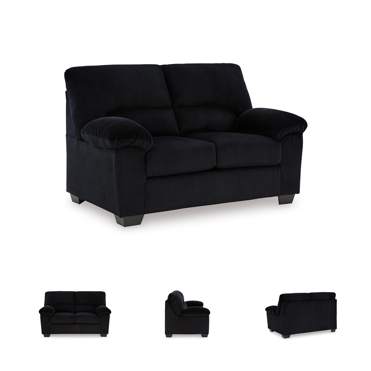 Signature Design by Ashley SimpleJoy Modern Loveseat for Living Room, Black Signature Design by Ashley