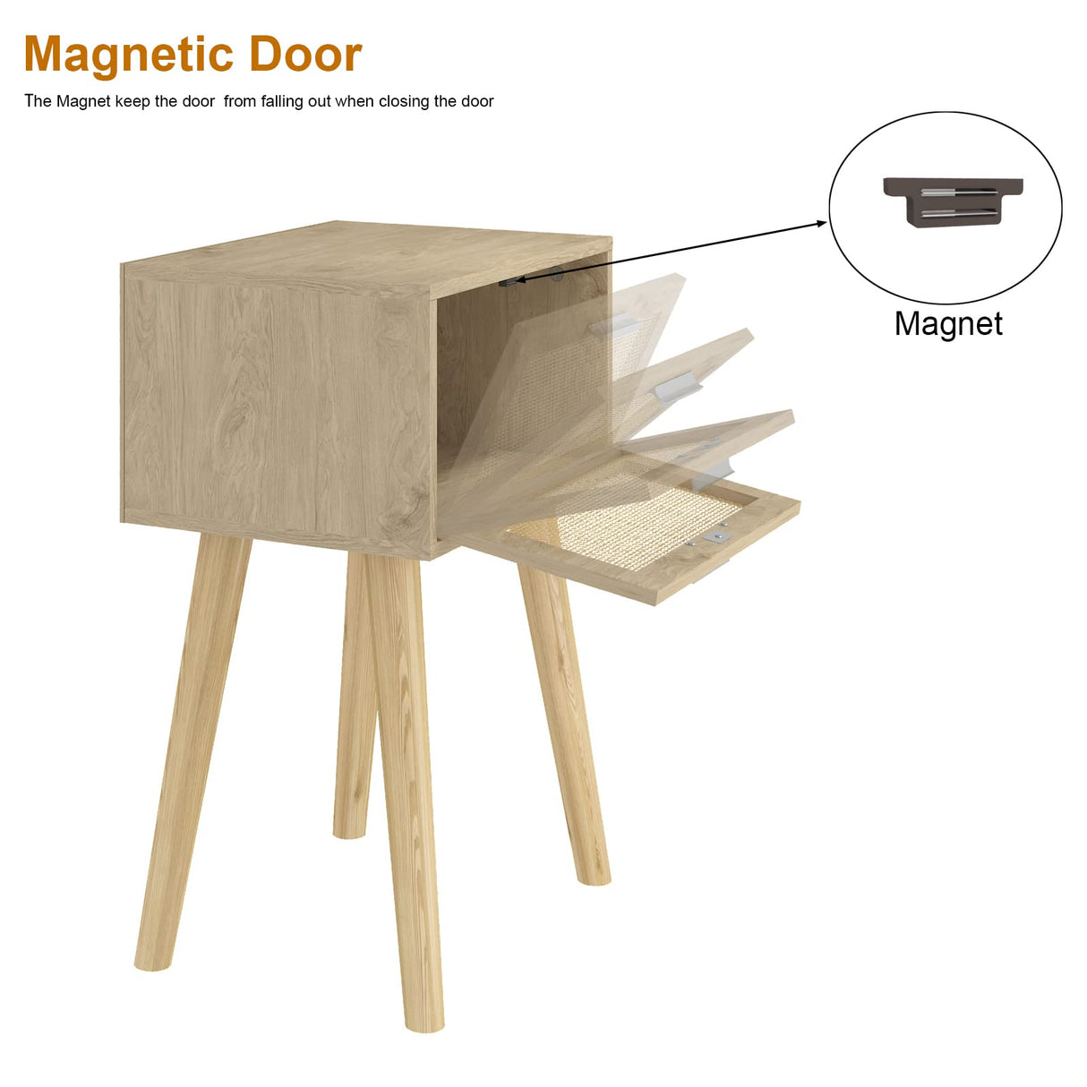 LAATOOREE Bedside Table Set of 2, Boho End Table with Solid Wood Feet for Bedroom and Living Room LAATOOREE