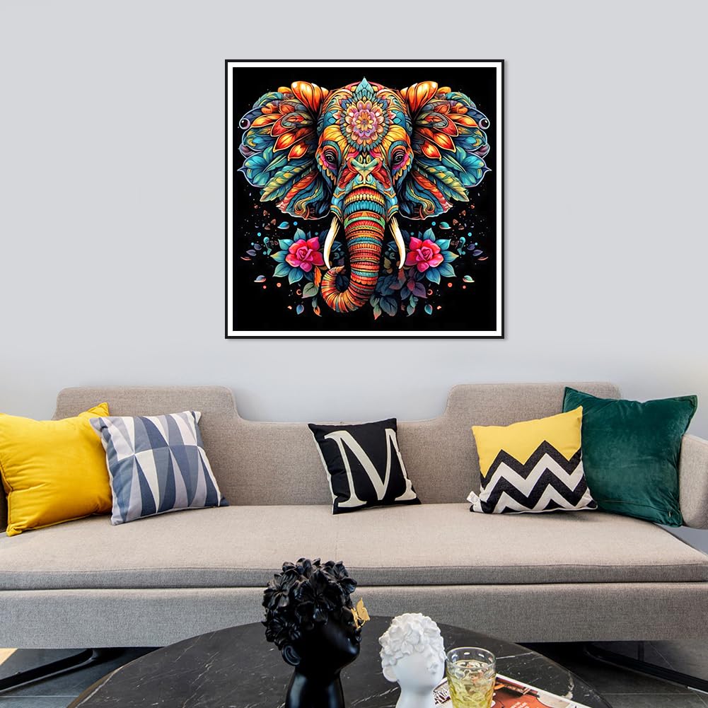 SJUTOUCI Elephant Diamond Painting Kits for Adults, Diamond Art Kits for Beginner 5D DIY Diamond Bead Art, Full Round Drill Gem Art Craft for Home Wall Decoration Gift 12x12 inch SJUTOUCI