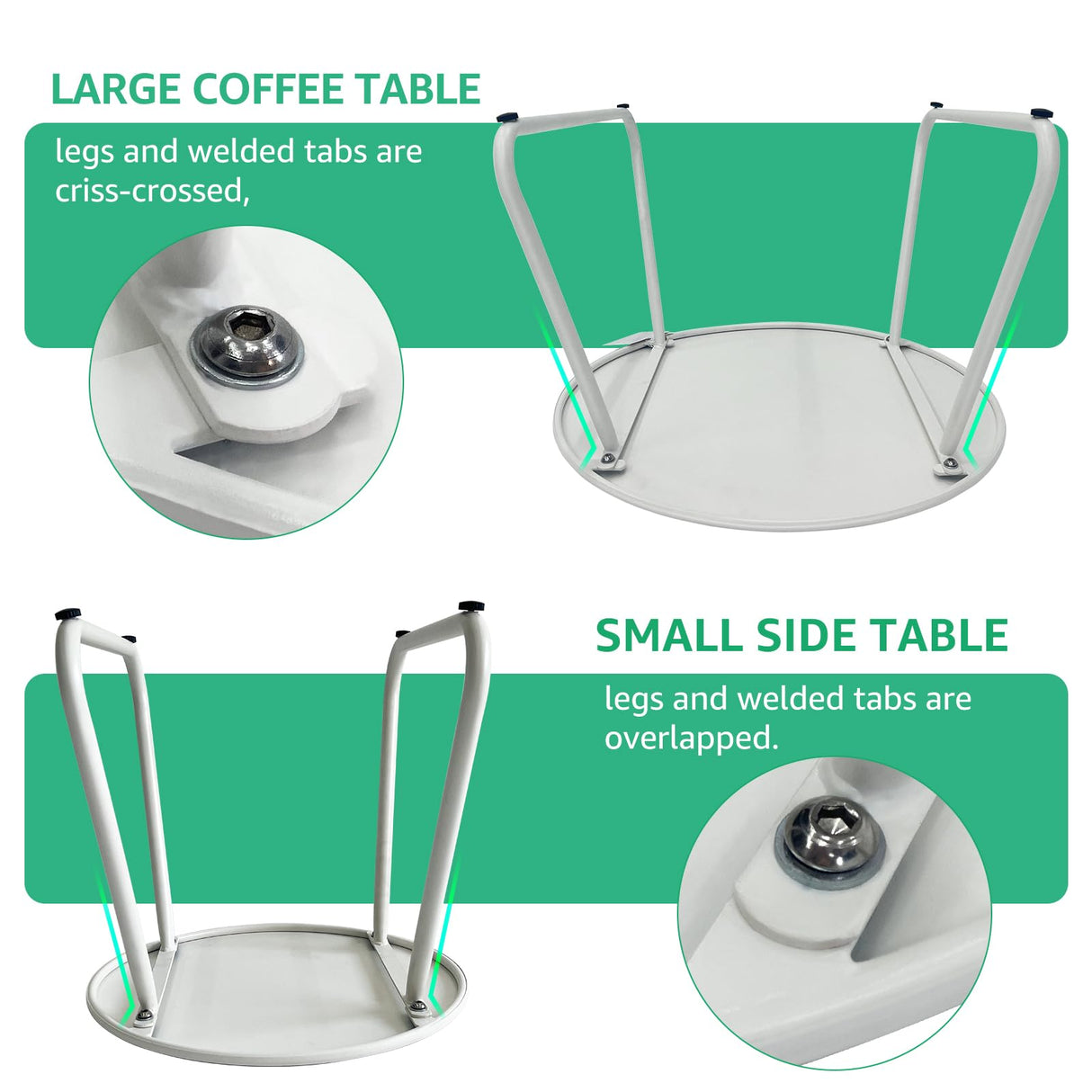 Meluvici Patio Outdoor Coffee Table Set of 2, Weather Resistant Steel Round End Tables, Outdoor Nesting Table for Patio, Balcony, Bistro and Indoor, White Meluvici