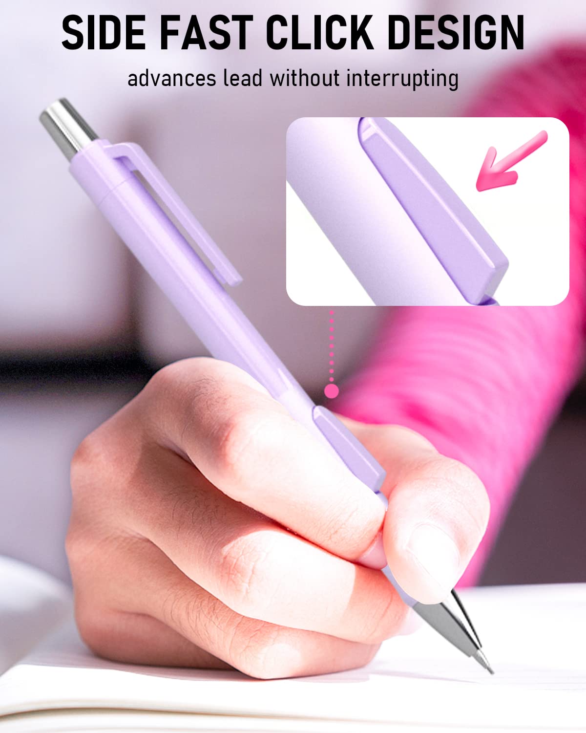 Nicpro 4 PCS Pastel Mechanical Pencil 0.7mm, Cute Fast Click Mechanical Pencils Set with 8 Tubes HB Lead Refills, Erasers, Eraser Refills for School, Student Writing, Drawing, Sketching - with Case Nicpro