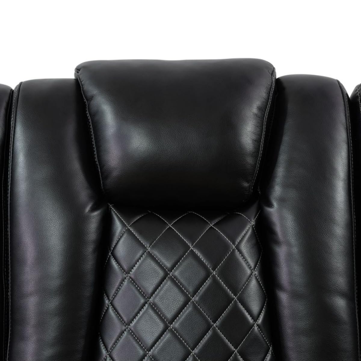 Electric Power Recliner Sofa Living Room Furniture, Comfy Home Theater Breathing Leather Seating with USB 2.0 Charging Ports, LED Light Strips, Fold-Down Table & Wireless Charging Device (Black) UOCFYK