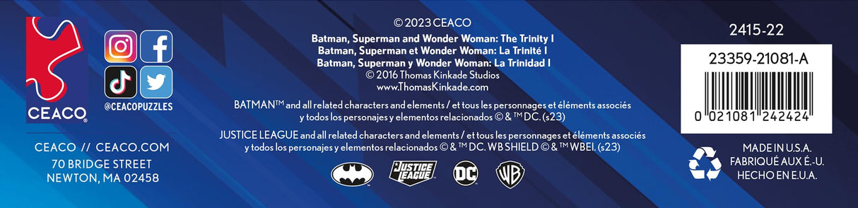 Ceaco - Thomas Kinkade - DC Comics - Justice League - Batman, Superman, and Wonder Woman: The Trinity - 500 Piece Jigsaw Puzzle Ceaco