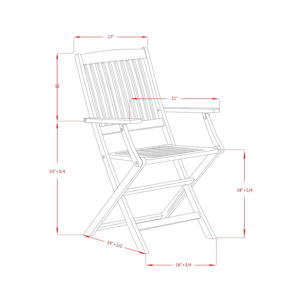 East West Furniture BCMCANA Beasley Patio Dining Folding Arm Chairs - Acacia Wood, Set of 2, Natural Oil East West Furniture