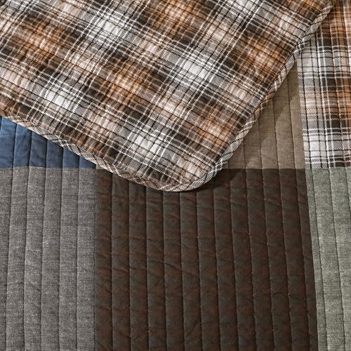 Eddie Bauer - Full/Queen Quilt Set, Premium Cotton Reversible Bedding with Matching Shams, Patchwork Luxurious Bedding Set (Classic Patchwork Green, Full/Queen) Eddie Bauer