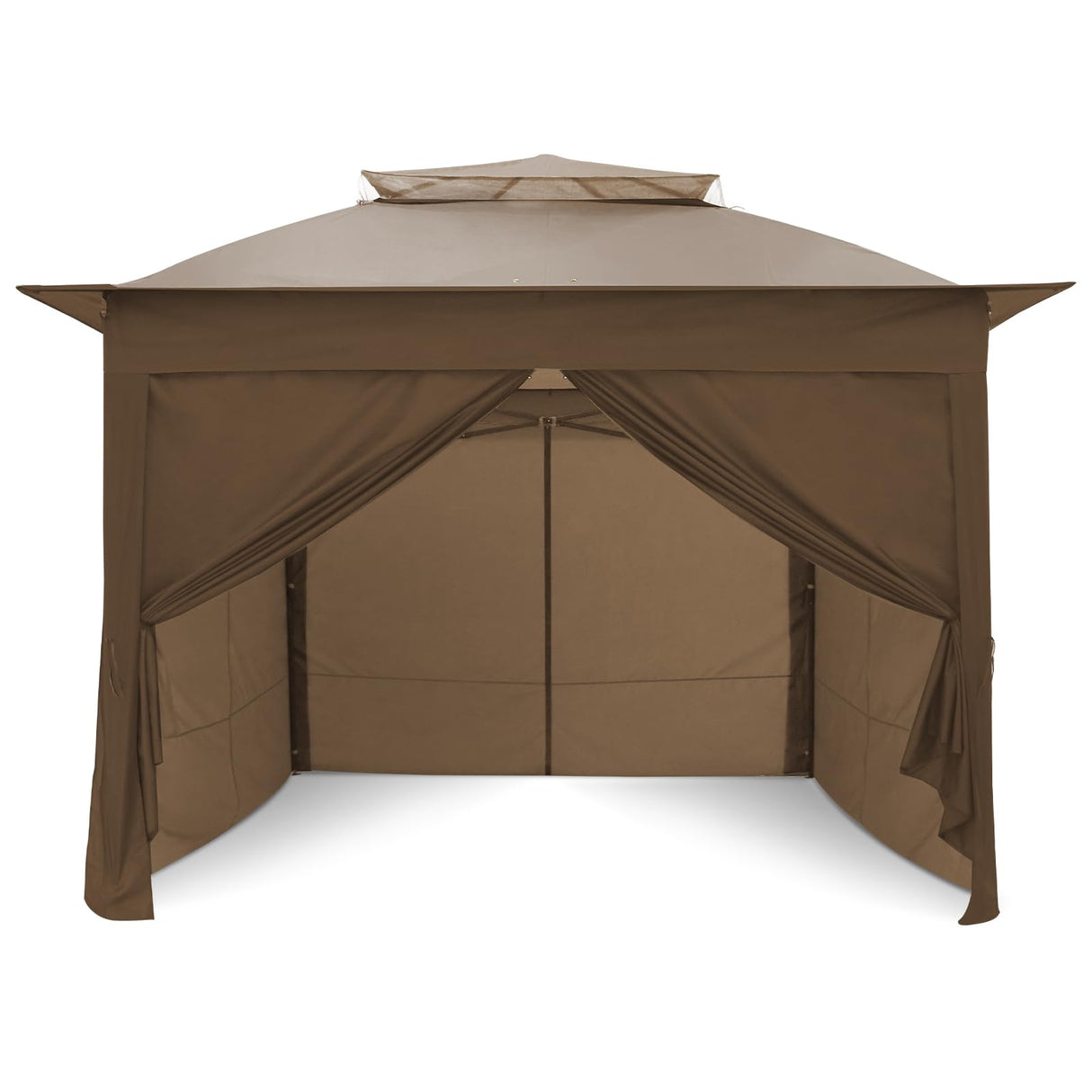 COOS BAY 11x11 Pop-up Instant Gazebo Tent with 4 Sidewalls Outdoor Canopy Shelter with Carry Bag, Stakes and Ropes, Brown COOS BAY