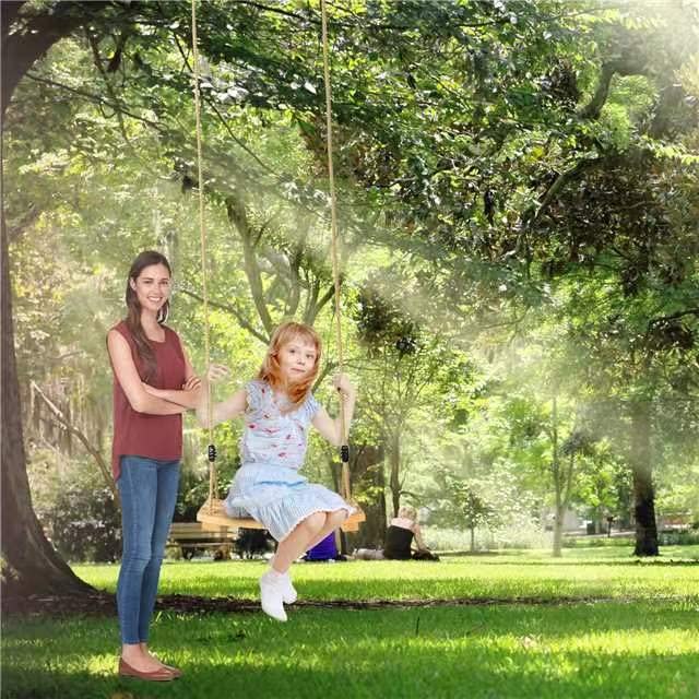 Classic Wooden Tree Swing Seat,Outdoor Tree Swing for Adults and Kids,Wooden Swing Seat with Strong Rope,Indoor/Outdoor Swing Seat for Garden, Patio, or Front Porch YAERSI