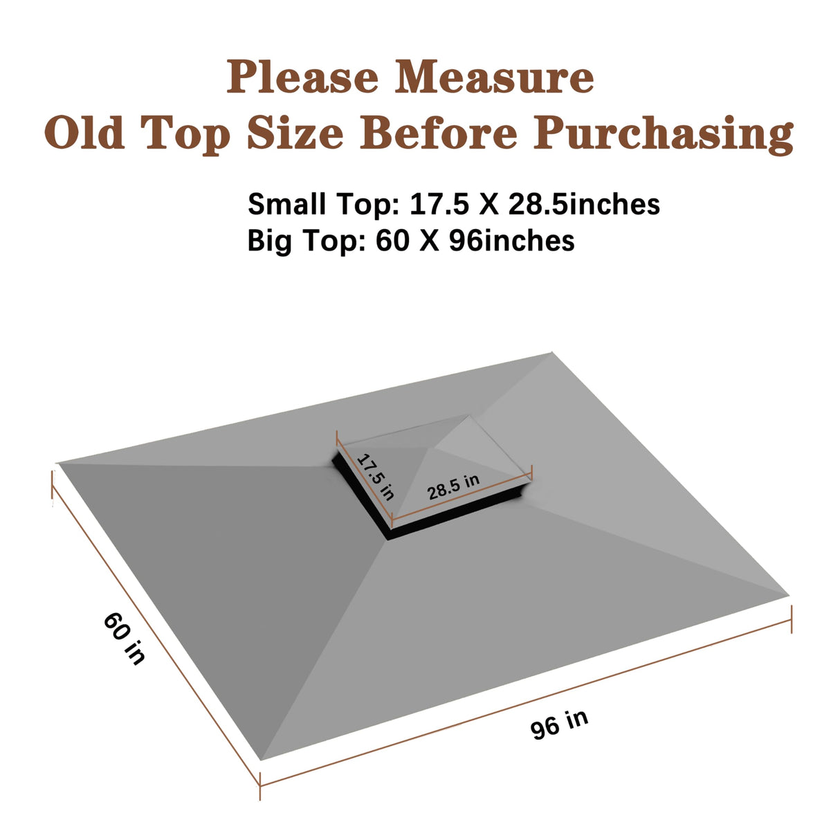 SCOCANOPY Upgraded Ripstop Fabric Replacement Canopy Grill BBQ Gazebo Roof Top for Gazebo Model L-GZ238PST-11 Only,(Gray Ripstop) SCOCANOPY