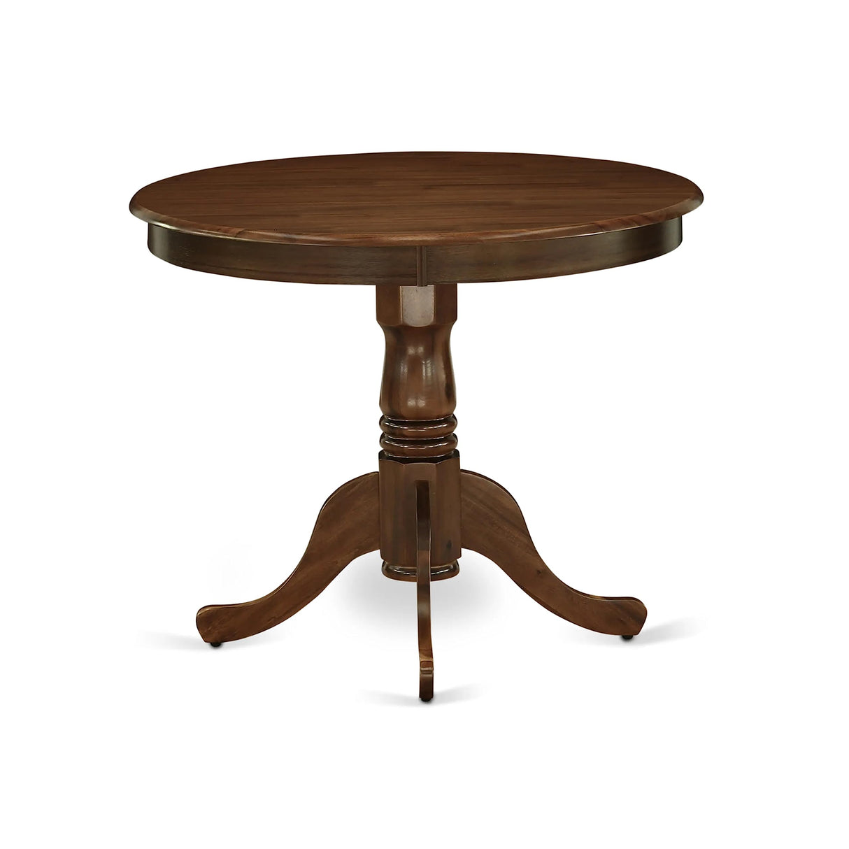 East West Furniture ANMZ3-AWA-32 3 Piece Dining Room Table Set Consist of a Round Kitchen Table with Pedestal and 2 Parson Dining Chairs, 36x36 Inch, Antique Walnut East West Furniture