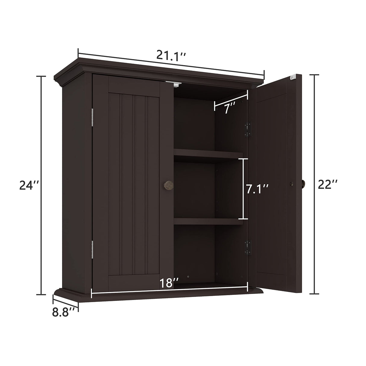 ChooChoo Bathroom Wall Cabinet, Over The Toilet Space Saver Storage Cabinet, Medicine Cabinet with 2 Door and Adjustable Shelves, Cupboard ChooChoo