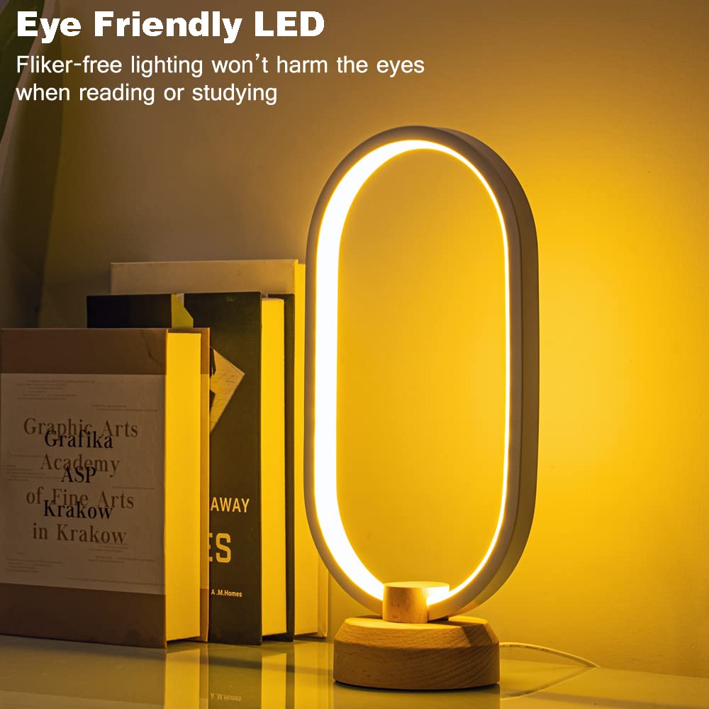 LONRISWAY Modern Desk lamp LED Wood Table Lamp, Bedroom Bedside Night Light, Dimmable Led Lighting, Creative Home Decor, Unique House warmging Gift LONRISWAY