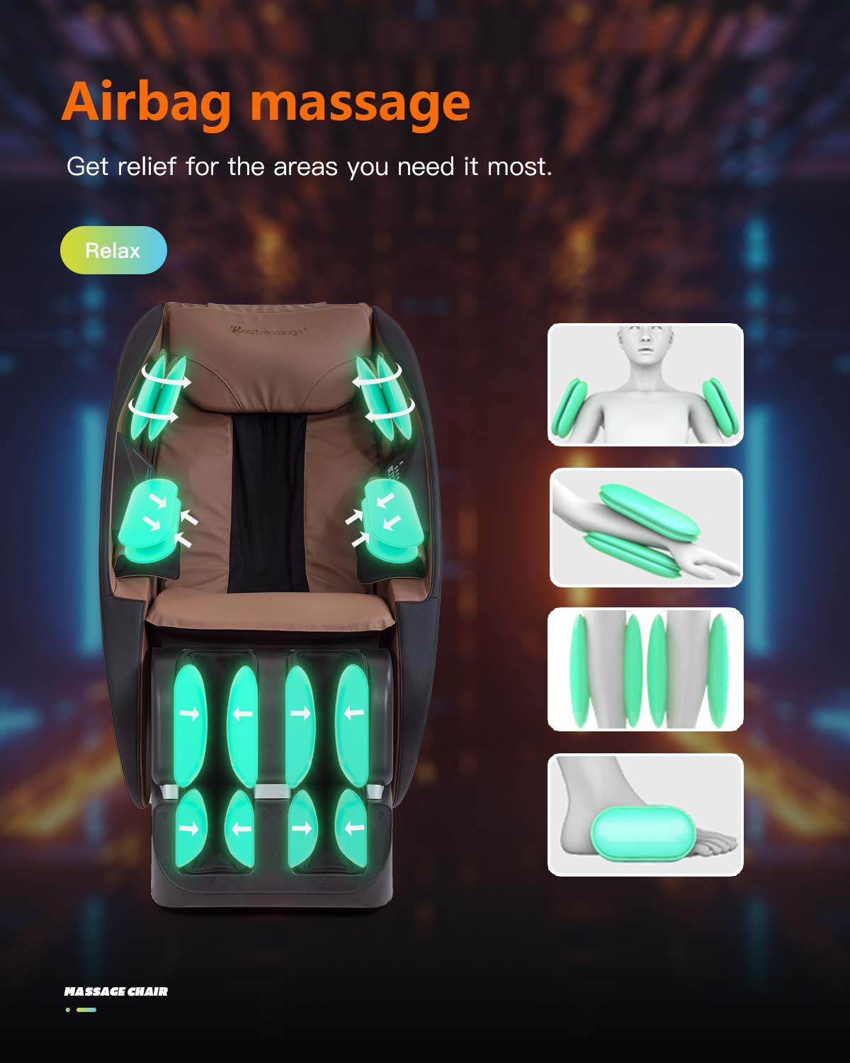 BestMassage Shiatsu Massage Chairs Full Body and Recliner Zero Gravity Massage Chair Electric with Built-in Heart Foot Roller Air Massage Easy to Move for Home Office,Black BestMassage