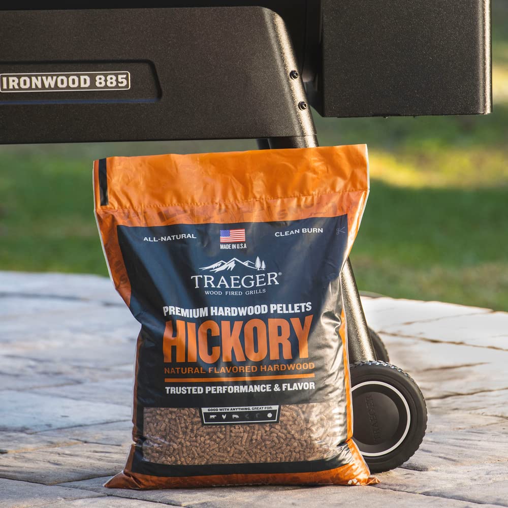 Traeger Grills Hickory 100% All-Natural Wood Pellets for Smokers and Pellet Grills, BBQ, Bake, Roast, and Grill, 20 lb. Bag Traeger