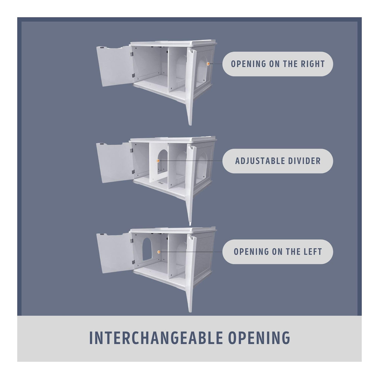 TRIXIE XL Furniture Litter Box Enclosure (Gray), Hidden Litter Box for Cats with Openings on Either Ends & Large Ventilations Slots, Double Doors for Easy Cleaning, Removable Divider TRIXIE