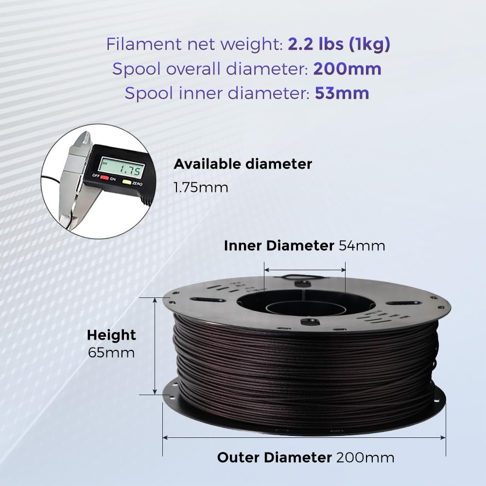 Voxelab 3D Printer Filament, 1.75mm PETG CF Filament, Dimensional Accuracy +/- 0.02 mm, 3D Printing Material 1kg/ Spool, Fit Most FDM 3D Printers (Black) (PETG CF, Marsala) Voxelab