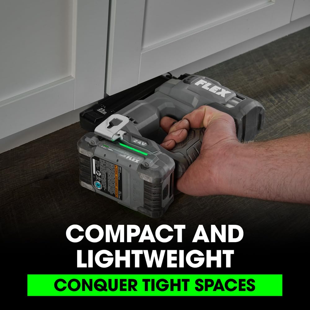 FLEX 24V Brushless 23Ga Pin Nailer Kit with 2.5Ah Lithium Battery and 160W Fast Charger - FS4341-1A FLEX