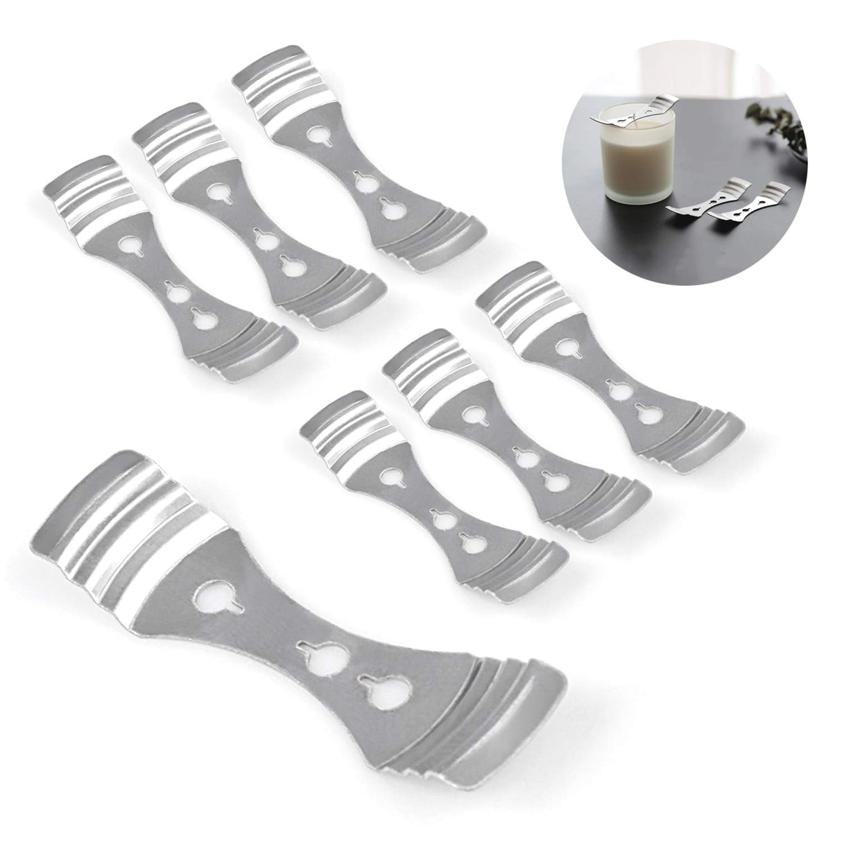 25pcs Metal Candle Wick Holder, Silver Stainless Steel Candle Wick Centering Devices for Candle Making DINGPAI