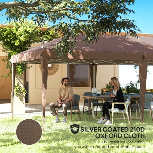 Outsunny 10' x 20' Pop Up Canopy Tent, Upgraded Heavy Duty Tents for Parties, Outdoor Instant Gazebo Sun Shade Shelter with Carry Bag, for Catering, Events, Wedding, Backyard BBQ, Coffee Outsunny