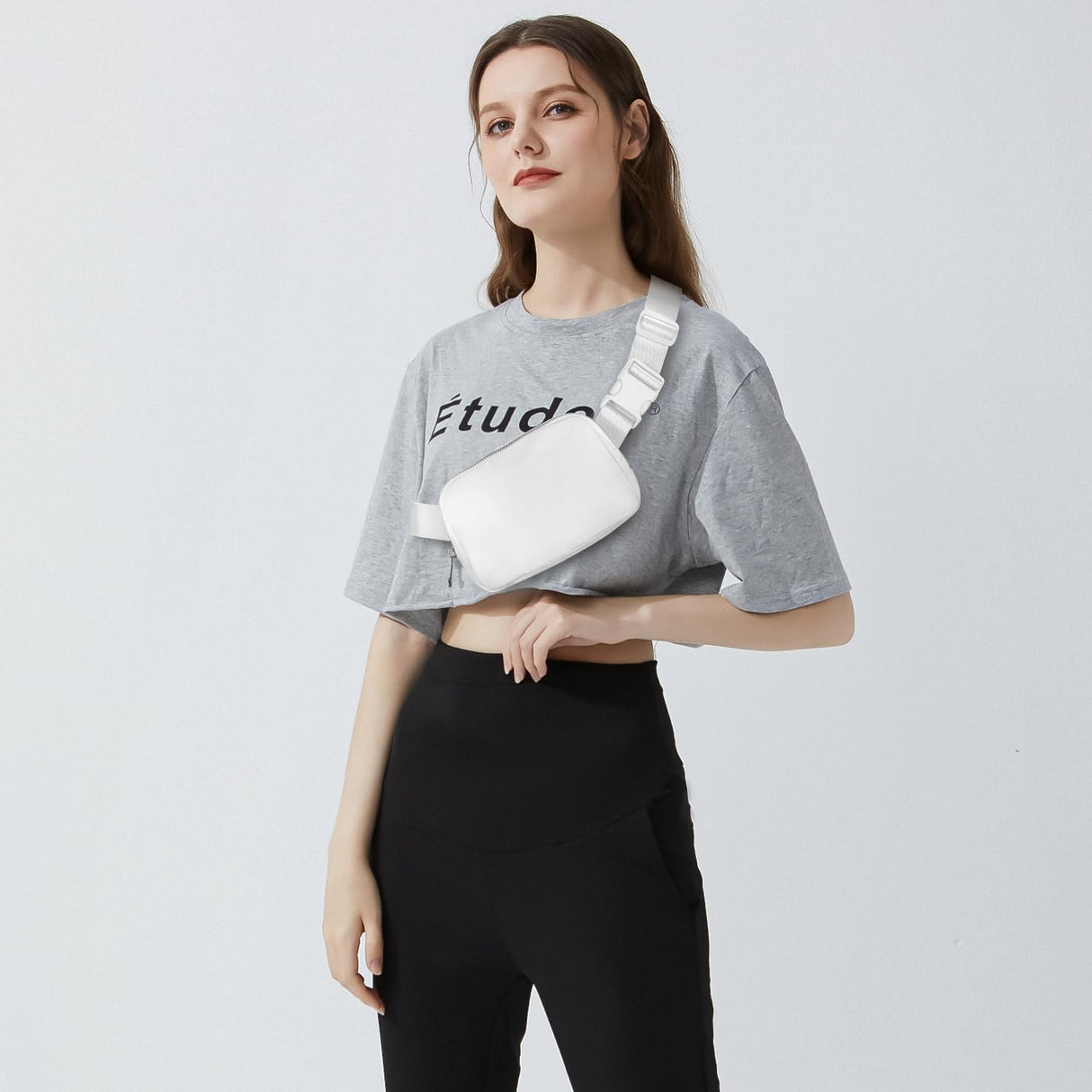 Belt Bag for Women Fanny Pack Crossbody Bags for Women Fashion Waist Packs with Adjustable Strap Gifts for Teenage Girls Women Men (White) Gitus