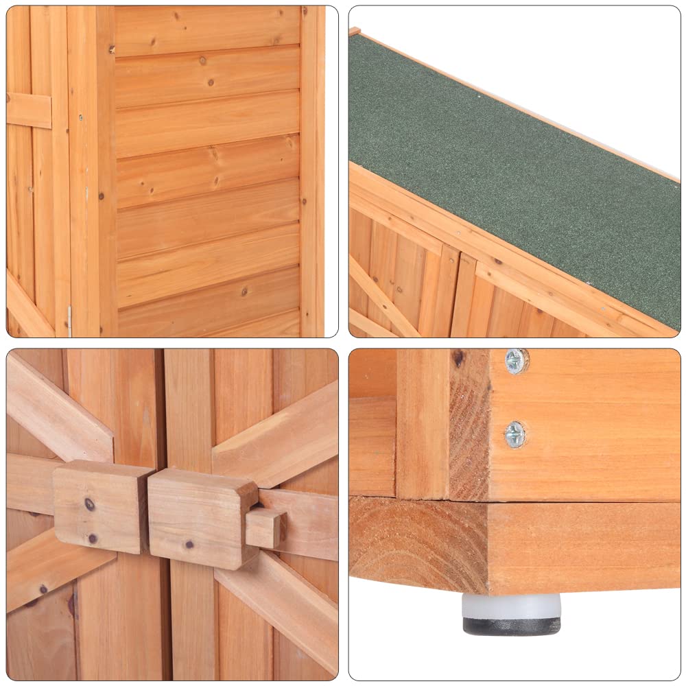 VINGLI Outdoor Wooden Storage Shed, 50.4” x 19.7” x 34.6” (L x W x H) Extra Large Garden Shed Outside Tool Cabinet with 2 Safety Latches, Patio Storage Organizer for Garden Yard Lawn Equipment VINGLI