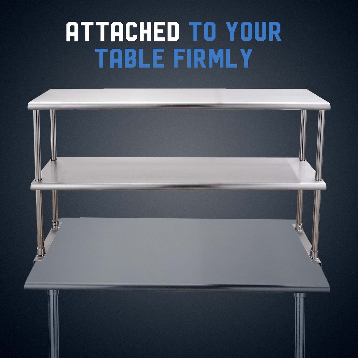 Profeeshaw Stainless Steel Overshelf for Prep & Work Table 12” x 72” NSF Commercial Adjustable Double Shelf 2 Tier for Restaurant, Bar, Utility Room, Profeeshaw