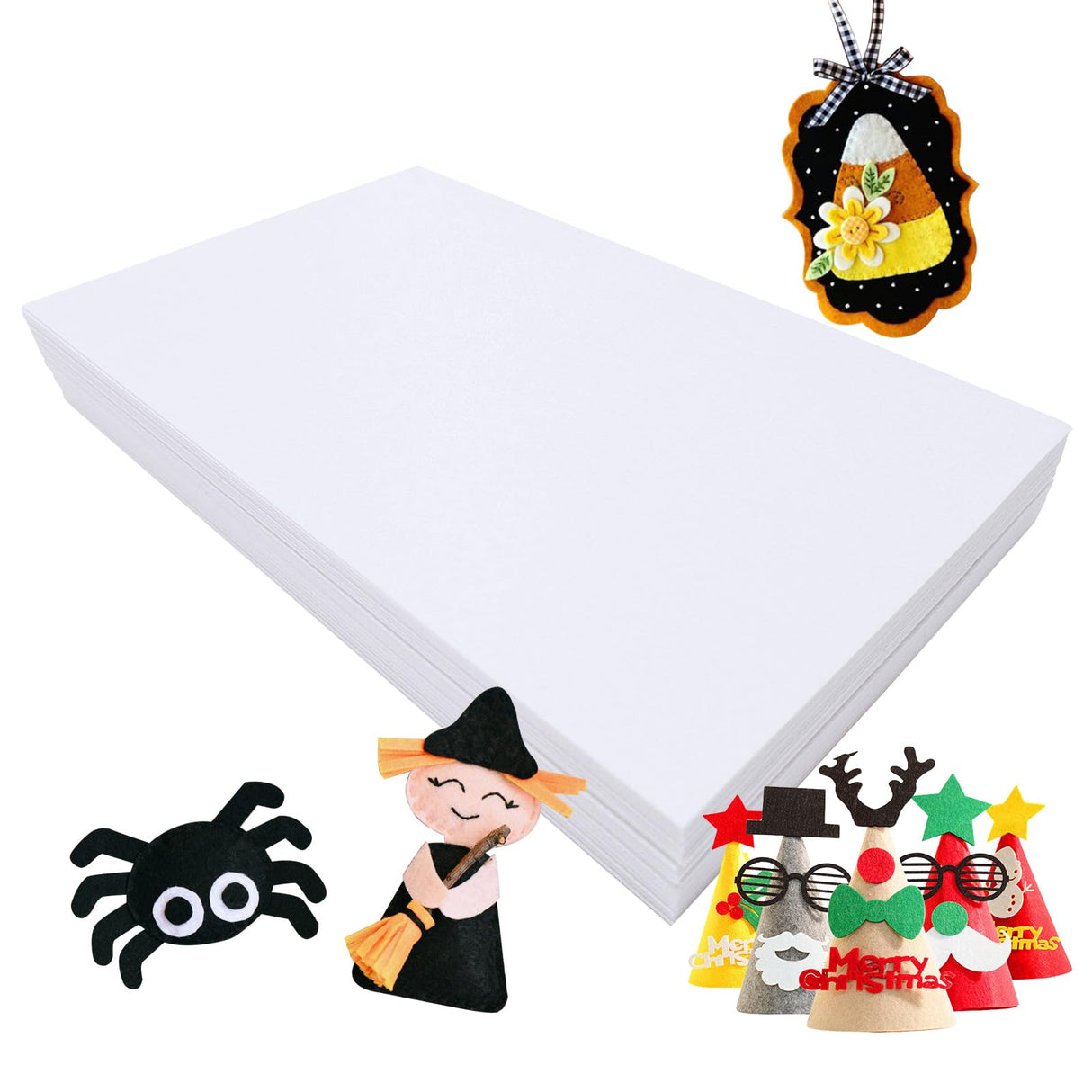 Jtnohx Stiff Felt Sheets, 32 Pcs Felt Fabric, 7"×11.3" Color Felt for Crafts, Craft Felt Square for Sewing Embroidery Handwork and Festivals Party (White) Jtnohx