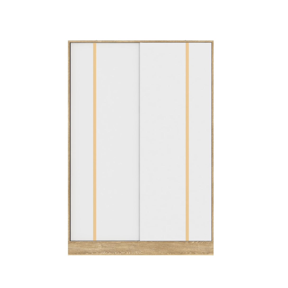 Timechee Almirah for Clothes, Storage Wardrobe Closet Cabinet, Clothes Closet with Metal Hanging Rod, 4 Shelves and Sliding Doors for Bedroom, Natural + White (21.4" D x 47.2" W x 69.7" H) Timechee